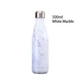 500ml doppelwandige Edelstahl Isolierflasche mit weißem Marmorstein Muster - 500ml / Weißes Marmormuster