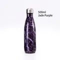 500 ml isolierte 304 Edelstahl Sportflasche in smaragd-violettem Marmordruck - 500ml / Jadepurpurmarmor