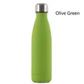 Doppelwandige vakuumisolierte Edelstahl-Wasserflasche in Olivgrün, Cola-Form - 500ml / Olivgrün
