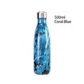500ml doppelwandige vakuumisolierte Edelstahl-Wasserflasche in Korallenblau-Marmor - 500ml / Korallenblauer Marmor