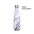 500 ml Edelstahl-Isolierflasche mit Marmormuster in Traumhaftem Weiß für Sport - 500ml / Traumhaft Weißer Marmor