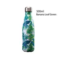 500 ml isolierte Trinkflasche aus Edelstahl mit doppeltem Verschluss und Tropenblatt-Print - 500ml / Bananengrün