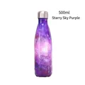 500ml Edelstahl Isolierflasche im Cola-Flaschen-Design, Farbe Sternenhimmel-Lila - 500ml / Sternenviolett
