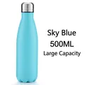 Himmelblaue 500ml doppelwandige Edelstahl-Isolierflasche in Form einer Cola-Flasche - 500ml / Matte Himmelblau