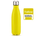 Gelbe 500ml doppelwandige vakuumisolierte Edelstahl-Sportwasserflasche in Cola-Form - 500ml / Mattgelb