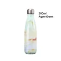 500ml isolierte Edelstahl-Trinkflasche im Kola-Stil mit grünem Achat-Marmor-Muster - 500ml / Achatgrüner Marmor