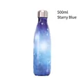 500ml isolierte Edelstahl-Wasserflasche mit sternenblauem Galaxiemuster-Finish. - 500ml / Sternenweiß