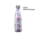 500ml isolierte Edelstahl-Trinkflasche mit dekorativem rotem Flamingo-Blumenmuster - 500ml / Weißer Flamingo