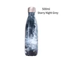 500ml isolierte Edelstahl-Trinkflasche mit grauem Sternenhimmel-Motiv im Galaxie-Design - 500ml / Sternengrau