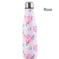 Isolierte Edelstahl-Trinkflasche mit Rosenmuster in Form einer Cola-Flasche (82 chars) - 500ml / Rose