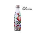 500ml Edelstahl-Isolierflasche mit buntem Flamingo- und tropischem Blattmuster-Druck - 500ml / Großer Flamingo