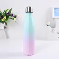 Doppelwandige 304 Edelstahl isolierte Sporttrinkflasche mit blau-rosa Farbverlauf - 500ml / Verlauf Blau Lila