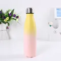 Isolierte Trinkflasche aus Edelstahl mit gelbem und rosa Farbverlauf für den Außensport - 500ml / Gelb Rosa Verlauf