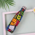 304 Edelstahl Isoliertrinkflasche mit einem farbenfrohen Pop-Art Geometriemuster - 500ml / Dunkles Karomuster