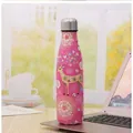 Doppelwandige isolierte Edelstahlflasche mit schickem rosa Hirsch- und Blumenmuster - 500ml / Rosa Hirsch