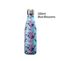 500ml blaue Edelstahl Isolierflasche mit Flamingo Blumenmuster für Outdoor Sport - 500ml / Blauer Flamingo