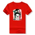 Red cotton T-shirt with Viva Mexico graphic and Mexican flag sunglasses detail - S / Tops / Red