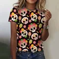 Colorful Mexican sugar skull and maracas print t-shirt for women Day of the Dead style - XXS / Tops / Solid Black
