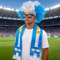 Argentina football fan set with blue white afro wig flag sunglasses and scarf - Argentina Style