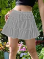 Schicker grauer gestufter Sommerrock mit verstellbarem Kordelzug und Schutzfutter - 1XL / Bottoms / Gemischt Grau