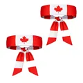 Fascia elastica per capelli con bandiera canadese rossa e bianca con foglia d'acero - Bandiera del Canada con foglia d'acero / 2 Pezzi/Set