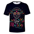 Zwart T-shirt met 3D-print van suikerschedel voor Dia de los Muertos-festival - XS / Tops / Zwarte Suikerschedel Print