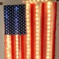 Bandiera USA Giorno dell'Indipendenza con luci LED calde decorativa - Bandiera con Striscia LED USB Indipendenza (Senza Bastone) / Rosso/Bianco/Blu