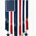 Banner a nastro bandiera americana con nappe per la decorazione del Giorno Indipendenza. - Stile Pentagramma (Senza Bastone) / Rosso/Bianco/Blu