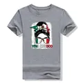 T-shirt en coton gris avec motif Viva Mexico, bandeau drapeau et design de lunettes de soleil - S / Tops / Gris