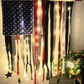 Striscione festivo del Giorno dell'Indipendenza USA con stelle, strisce e luci LED calde - Striscia LED USB Pentagramma / Rosso/Bianco/Blu