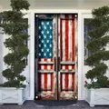 Vintage American flag door banner with rustic wood texture for Independence Day decoration - Retro Wood Flag (CH-25072733)