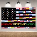 Detailansicht der Hispanic Heritage Month Kulisse mit Nationalflaggenmuster. - USA-Mexiko Kulturfusion Flaggenstil (CH-25072909) / 95x75cm