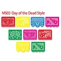 Guirlandes mexicaines Papel Picado avec motifs de crânes et guitares pour le Jour des Morts - Style Jour des Morts