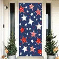 Detail view of Independence Day door banner featuring red and white stars on blue background - Blue White Stars (CH-25072734)