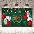Festive Mexico Independence Day party backdrop with vibrant balloons and emblem design - Tri-Color Balloons Style (yxq226)