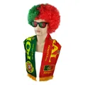 Portugal football fan set with green and red afro wig, flag sunglasses and long scarf - Portugal Style