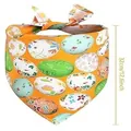 Bright orange pet bandana with festive colorful Easter egg pattern and 32cm height dimension - Easter Egg