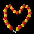 Heart-shaped orange and yellow marigold garland for Indian wedding and festive decor - Set of 5 / Orange + Yellow