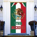 Vibrant Mexican Independence Day door banner with Viva Mexico text on a white porch - Viva Mexico (CH-25072739)