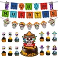 Comprehensive Mexican Dia de los Muertos party decor kit with sugar skull banners and toppers - Day of the Dead Combo Set 1
