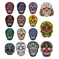 Set of 13 colorful Day of the Dead sugar skull embroidered patches for DIY clothes - Day of the Dead Full Set / 13-Piece Set