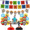 Complete Dia de los Muertos party decor kit with banners, balloons, and honeycomb centerpieces - Day of the Dead Combo Set 4
