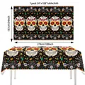 Day of the Dead sugar skull tablecloth, 54x108 inch Mexican party theme decoration - Tablecloth Type C
