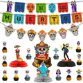 Day of the Dead party decoration set with skull banners and honeycomb centerpieces for festive events - Day of the Dead Combo Set 3