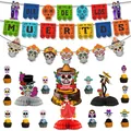 Day of the Dead party decoration set including skull banners, cake toppers and centerpieces. - Day of the Dead Combo Set 5
