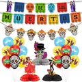 Colorful Day of the Dead party decoration set with banners, balloons and centerpieces - Day of the Dead Combo Set 6