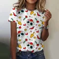 Women's white T-shirt with Mexican Sugar Skull and chili pepper print - XXS / Tops / White