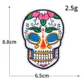 Patch ricamata teschio di zucchero Giorno dei Morti per decorazione, 8,8x6,5cm - Teschio Fiore Rosa (R3448)