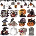 Set di decorazioni in legno per Halloween con zucche, fantasmi e cappelli da strega - Pezzo Singolo / Halloween