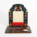 Mexikanischer Fotorahmen aus Holz für Tag der Toten mit traditionellem Blumendesign - Stil 2 / Einzelpreis